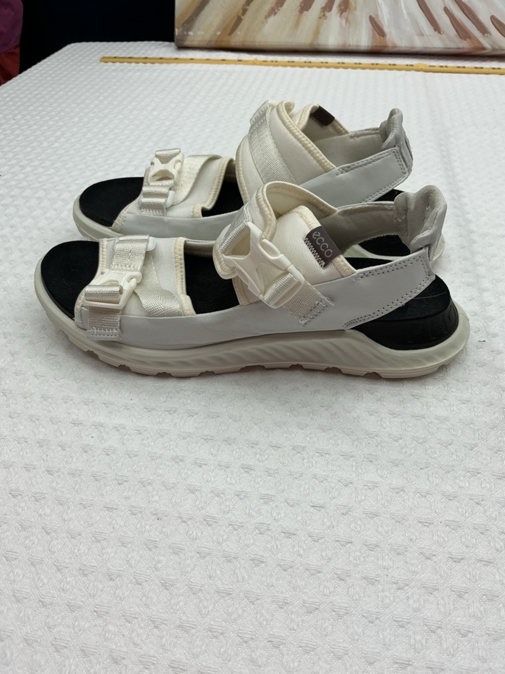 Ecco Cream and Black Sport Sandals